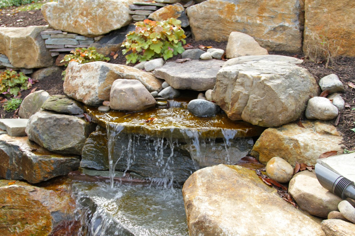 Water feature with rocks