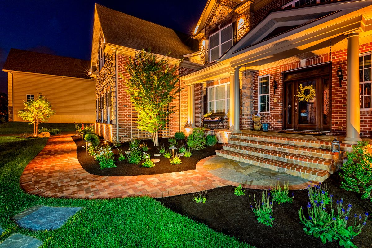 Professional landscape lighting at a home in Pennsylvania