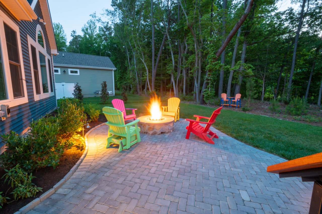 Fire pit in backyard of a home in PA